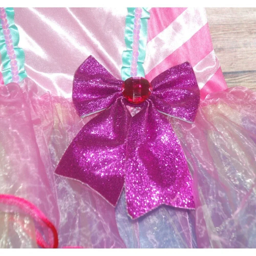 Girls Handmade Candy Girl Halloween Costume Tutu Dress Size M Layered Tulle Bow